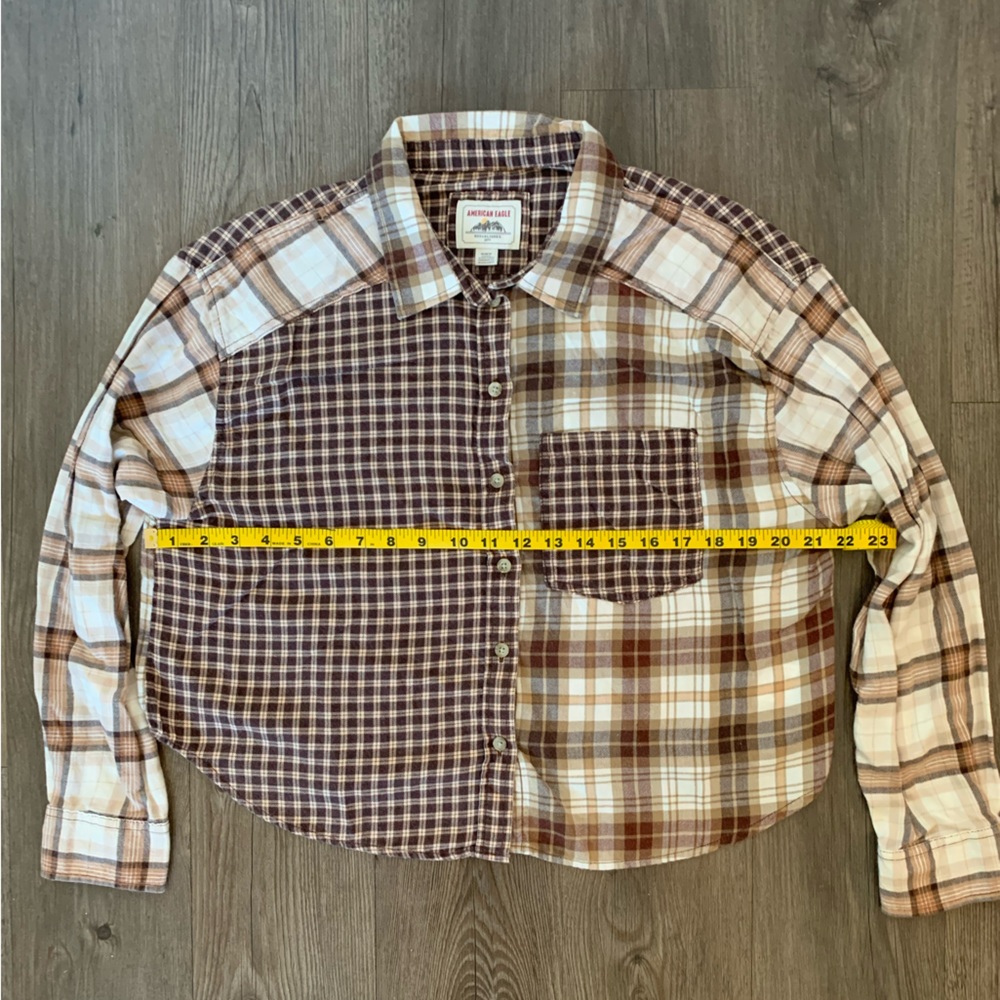 American Eagle Plaid Patchwork Shirt - image 8